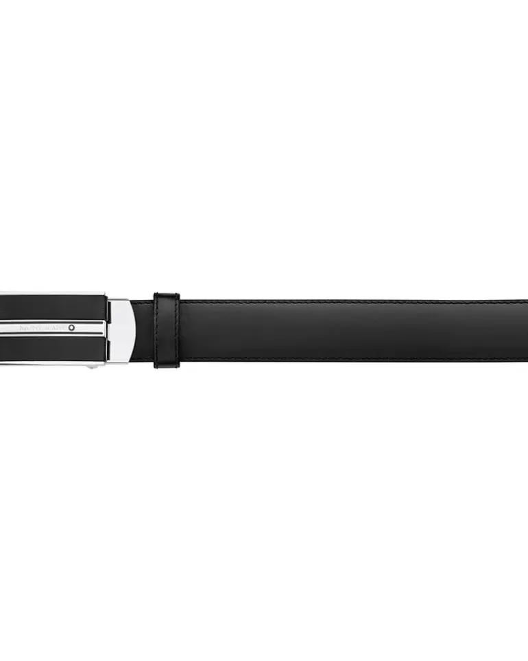 Gürtel Montblanc Plate mm mit Schiebeverschluss aus Leder - Schwarz - MB118421 - Gürtel