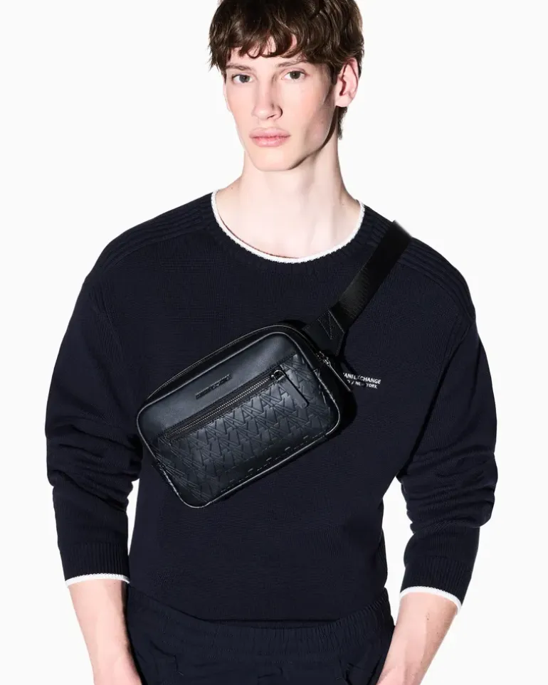 Gürteltasche mit Fronttasche und verstellbarem Riemen Schwarz