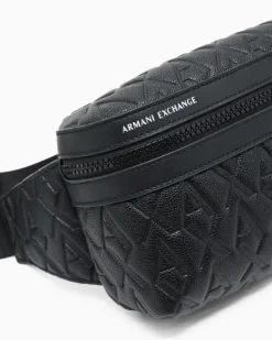 Gürteltasche mit geprägtem Muster und verstellbarem Riemen Schwarz