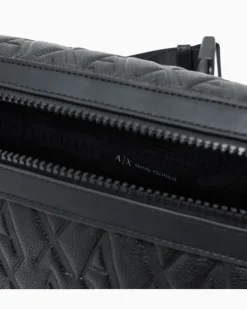 Gürteltasche mit geprägtem Muster und verstellbarem Riemen Schwarz