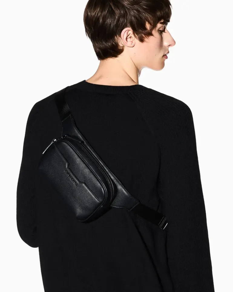 Gürteltasche mit verstellbarem Riemen und Reißverschluss Schwarz