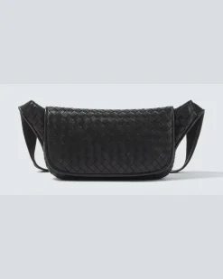 Gürteltasche Veneto Intrecciato aus Leder Schwarz