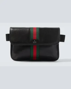 Gürteltasche Web Trademark Small aus Leder Schwarz