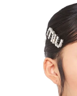 Haarklammer mit Kristall-Logo - Silber
