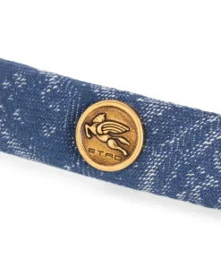 Haarspange aus Jacquard-Denim mit Blattmotiv - Blau