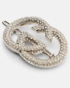 Haarspange Interlocking G mit Kristallen Silber