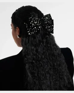 Haarspange Loren aus Samt mit Kristallen Schwarz
