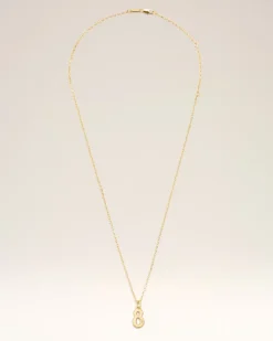 Halskette mit gehämmertem Anhänger in Form einer „8“ aus goldfarbenem Messing Gelb Unisex