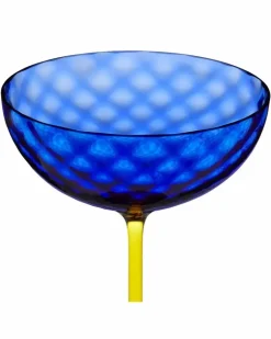 Handgeblasenes Murano-Champagnerglas - Blau