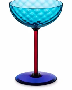 Handgeblasenes Murano-Champagnerglas - Blau
