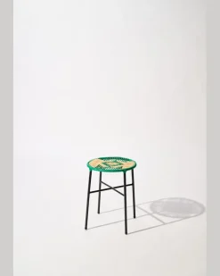 Handgeflochtener Hocker GrüN