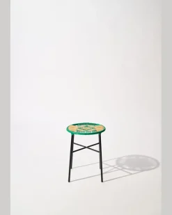 Handgeflochtener Hocker GrüN