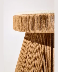 Handgeflochtener Hocker mit Sitzkissen Multi