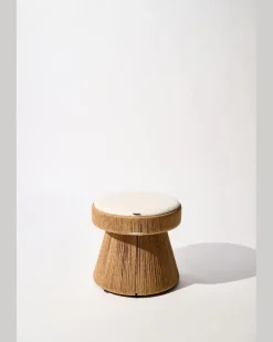 Handgeflochtener Hocker mit Sitzkissen Multi