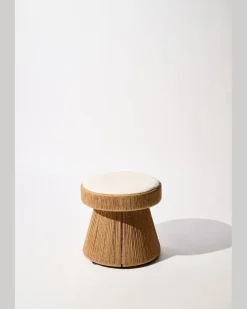 Handgeflochtener Hocker mit Sitzkissen Multi