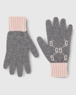 Handschuhe aus GG Kaschmirjacquard Grau