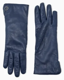 Handschuhe aus glattem Nappaleder mit Kaschmirfutter Blau