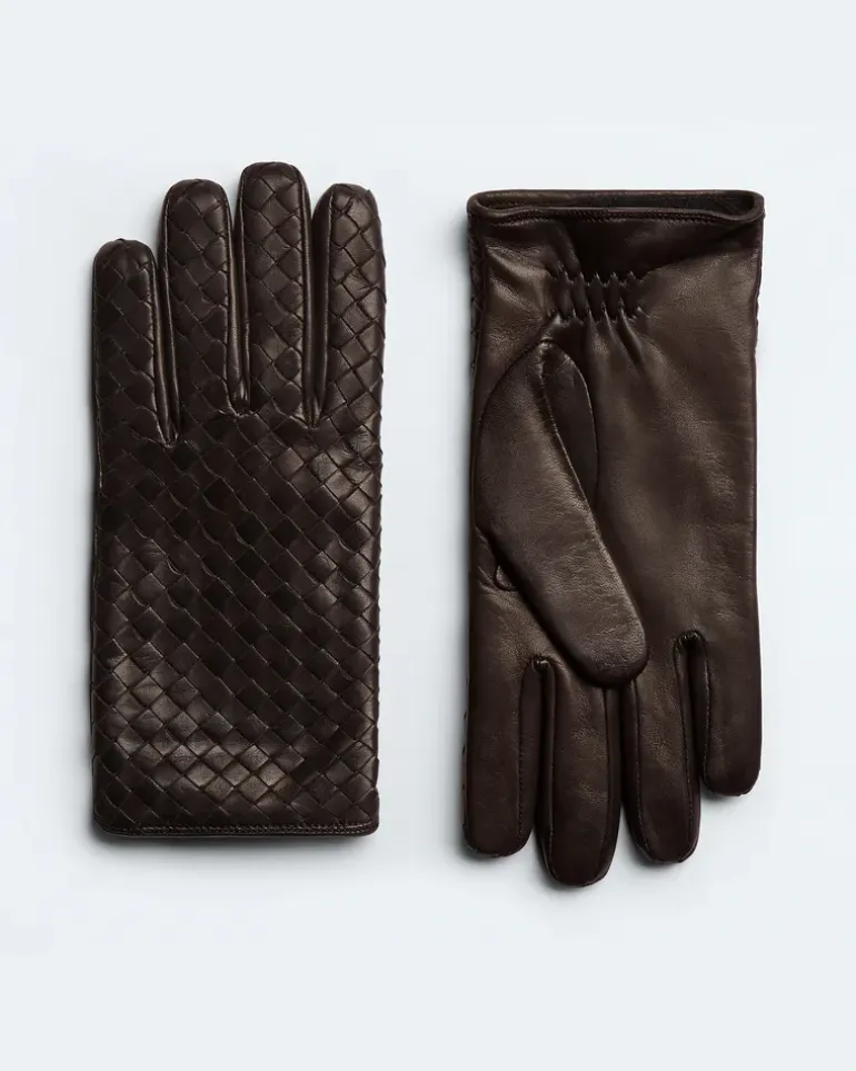 Handschuhe aus Intrecciato Leder-Braun - Herren - 8
