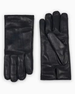 Handschuhe aus Lammnappaleder mit Schmuckstäbchen Essential Blau