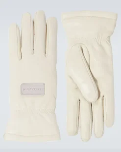 Handschuhe aus Leder mit Kaschmir Weiß