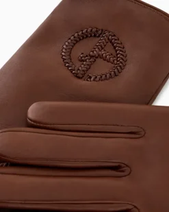 Handschuhe aus Nappaleder mit Logo-Stickerei Braun