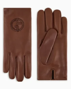 Handschuhe aus Nappaleder mit Logo-Stickerei Braun