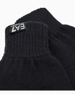 Handschuhe aus Wollmischung mit Rippbündchen Mountain Core Marineblau