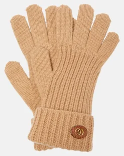 Handschuhe Double G aus Wolle und Kaschmir Beige