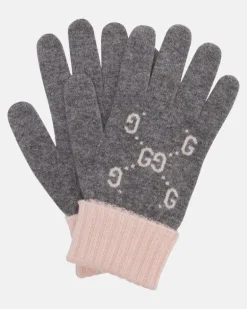 Handschuhe GG aus Kaschmir-Jacquard Grau