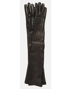Handschuhe Intrecciato aus Leder Braun