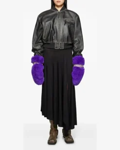 Handschuhe mit Schnalle - Violett