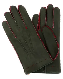Handschuhe mit Ziernähten - Grün