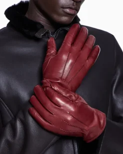 Handschuhe Nappaleder mit Kaschmirfutter Show Rot