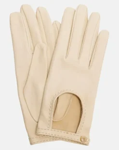 Handschuhe VLogo aus Leder Beige