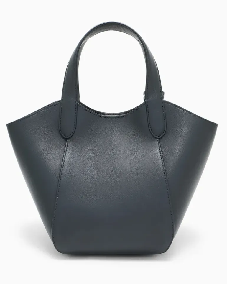 Handtasche aus Leder mit geometrischem Boden und Pochette Grau
