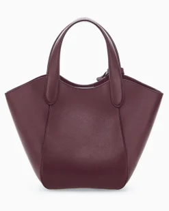Handtasche aus Leder mit geometrischem Boden und Pochette Burgunderrot