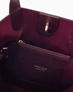 Handtasche aus Leder mit geometrischem Boden und Pochette Burgunderrot