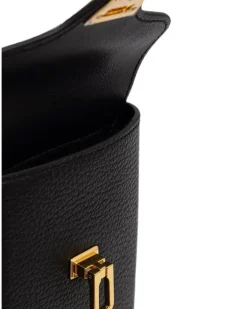 Handyhülle aus gekörntem Leder - Schwarz