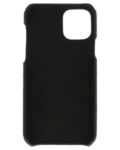 Handyhülle in Kroko-Optik mit Logo-Schild - Schwarz