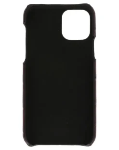 Handyhülle in Kroko-Optik mit Logo-Schild - Braun