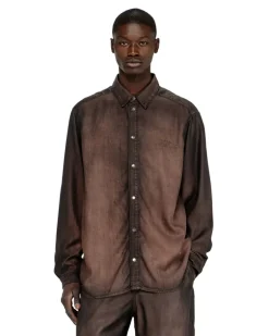 Hemd aus fließendem, beschichtetem Denim - Denimhemden - Herren - Braun
