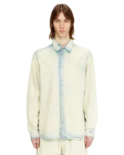 Hemd aus fließendem X-Ray-Bleach-Denim - Denimhemden - Herren - Blau