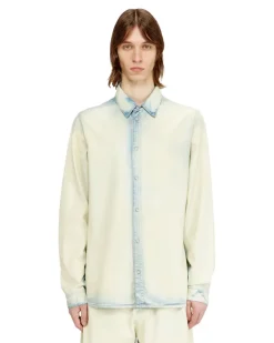 Hemd aus fließendem X-Ray-Bleach-Denim - Denimhemden - Herren - Blau