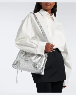 Henkeltasche Le City Small aus Metallic-Leder Silber