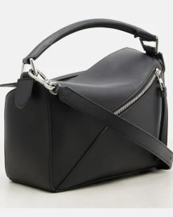 Henkeltasche Puzzle Small aus Leder puzzle Schwarz