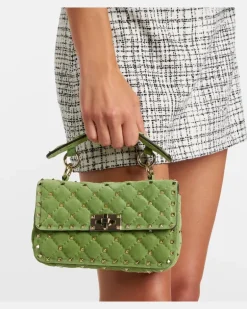Henkeltasche Rockstud Spike Small aus Veloursleder rockstud GrüN