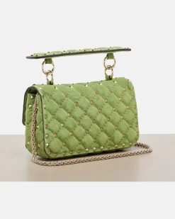 Henkeltasche Rockstud Spike Small aus Veloursleder rockstud GrüN