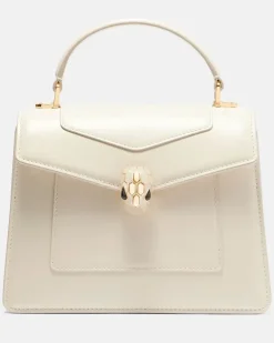 Henkeltasche Serpenti Forever Medium aus Leder Weiß