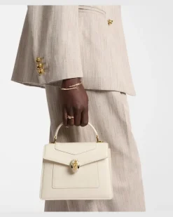 Henkeltasche Serpenti Forever Medium aus Leder Weiß