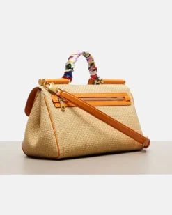 Henkeltasche Sicily Small aus Raffiabast Beige